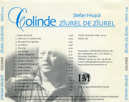 Ștefan Hrușcă - Colinde (Zîurel De Zîurel), (CD) [1]