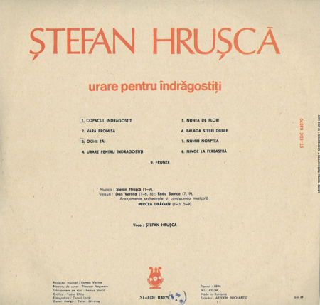 Ștefan Hrușcă - Urare Pentru Îndrăgostiți, (Disc Vinil) [1]