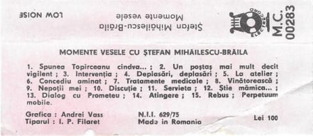 Ștefan Mihăilescu Brăila - Momente Vesele Cu: Ștefan Mihăilescu Brăila, (Casetă Audio) [1]