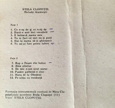 Stela Clopoțel - Melodii Lăutărești (Caseta Audio) [1]