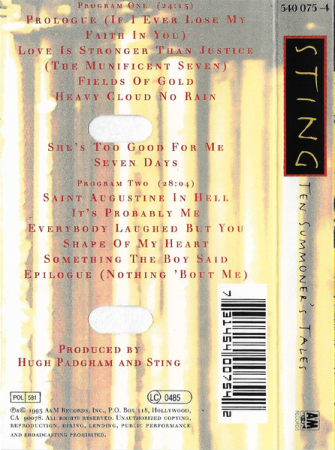 Sting - Ten Summoner's Tales (Caseta Audio) [1]