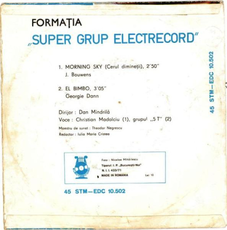 Super Grup Electrecord - Morning Sky / El Bimbo (Disc Vinil) [1]