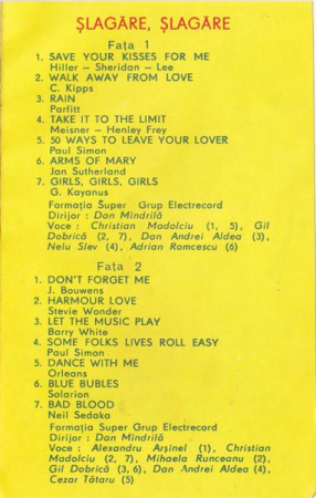 Super Grup Electrecord - Șlagăre, Șlagăre (Caseta Audio) [1]