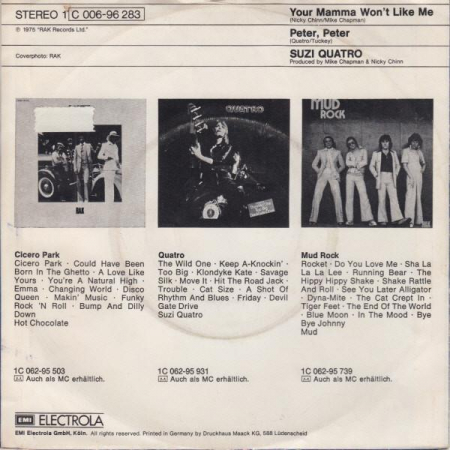 Suzi Quatro - Your Mamma Won't Like Me, (Disc Vinil) [1]