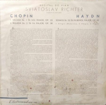 Sviatoslav Richter - Baladele Nr. 1 In Sol Minor Și Nr. 2 În Fa Major / Balada Nr. 2 In Fa Major / Sonata Nr. 52 In Mi Bemol Major [1]
