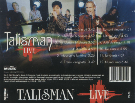 Talisman - Live (Cele Mai Mari Hit-uri 1996-2002) , (Casetă Audio) [1]