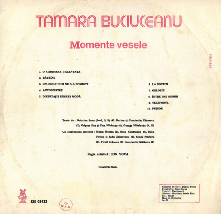 Tamara Buciuceanu Botez - Momente Vesele, (Disc Vinil) [1]