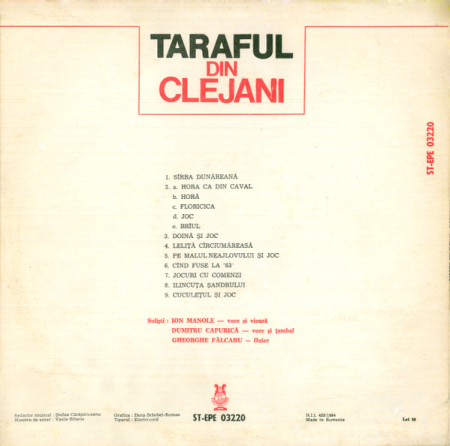 Taraful Din Clejani – Taraful Din Clejani, (Disc Vinil) [1]