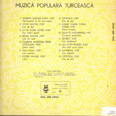 Taraful fraților Cocoș - Muzică Populară Turcească, (Disc Vinil) [1]
