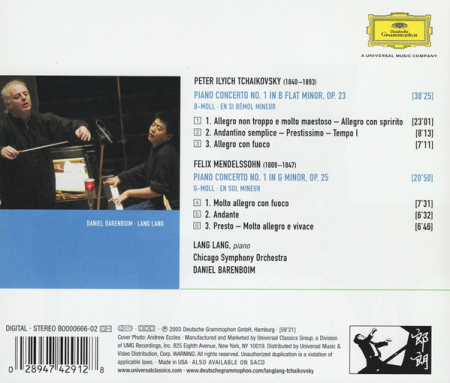 Tchaikovsky / Mendelssohn – Lang Lang, Chicago Symphony Orchestra, Barenboim – First Piano Concertos (CD) [1]