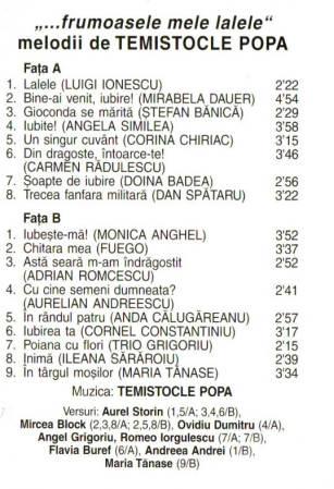 Temistocle Popa – „...Frumoasele Mele Lalele“ – Melodii De Temistocle Popa (Caseta Audio) [1]