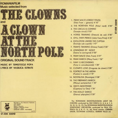 Temistocle Popa - Music Selected From 'The Clowns' And 'A Clown At The North Pole' Original Sound Track, (Disc Vinil) [1]