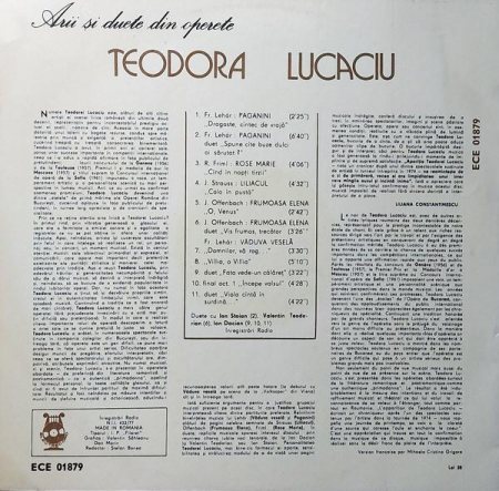 Teodora Lucaciu - Arii Și Duete Din Operete, (Disc Vinil) [1]