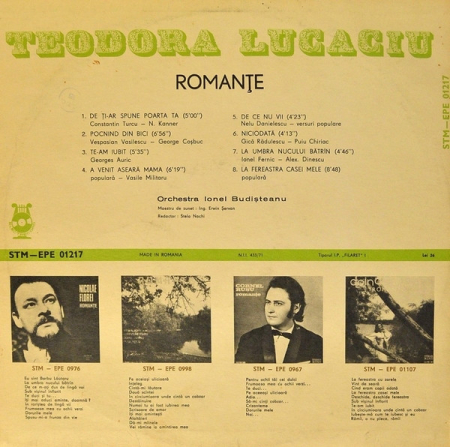 Teodora Lucaciu – Romanțe, (Disc Vinil) [1]