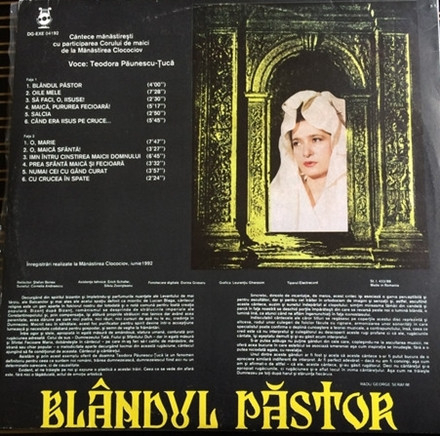Teodora Păunescu-Tucă - Blândul Păstor (Cântece Mănăstirești), (Disc Vinil) [1]