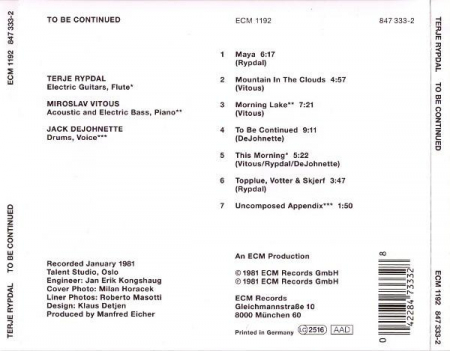 Terje Rypdal - To Be Continued, (CD) [1]