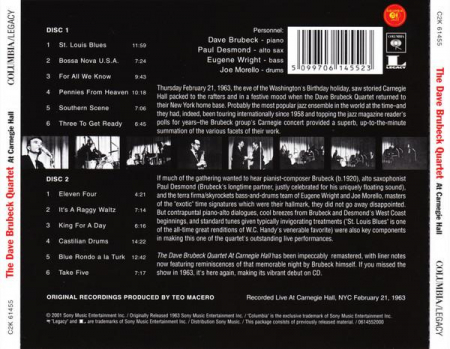 The Dave Brubeck Quartet - At Carnegie Hall, (CD) [1]