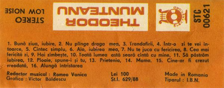 Theodor Munteanu - Bună Ziua, Iubire, (Casetă Audio) [1]