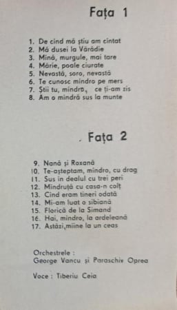 Tiberiu Ceia - De Cînd Mă Știu Am Cîntat, (Casetă Audio) [1]