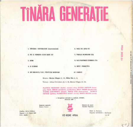 Tînăra Generație – Tînăra Generație, (Disc Vinil) [1]