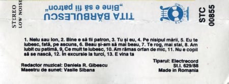 Tita Bărbulescu - Bine E Să Fii Patron, (Casetă Audio) [1]