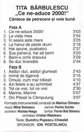 Tita Bărbulescu - „Ce Ne-aduce 2000!” Cântece De Petrecere Și Voie Bună, (Casetă Audio) [1]