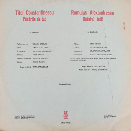 Titel Constantinescu - Păsările De Lut / Băiatul Tatii, (Disc Vinil) [1]