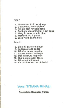 Titiana Mihali - N-am Crezut Că Pot Ajunge, (Casetă Audio) [1]
