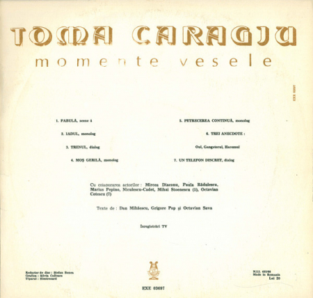 Toma Caragiu - Momente Vesele, (Disc Vinil) [1]