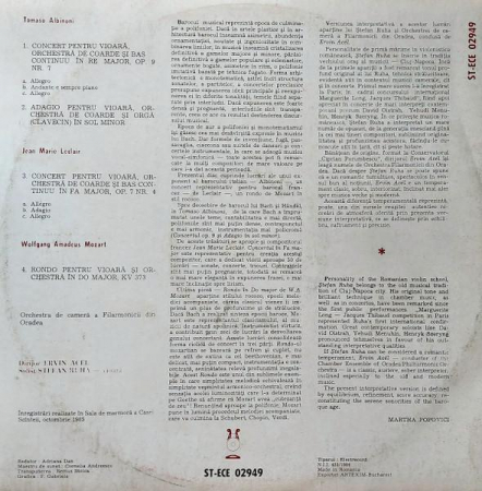 Tomaso Albinoni - Albinoni Leclair Mozart, (Disc Vinil) [1]