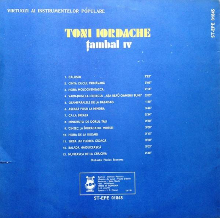 Toni Iordache - Țambal IV, (Disc Vinil) [1]