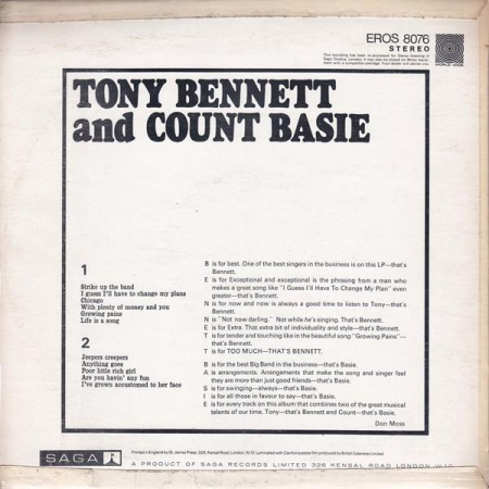 Tony Bennett - Tony Bennett And Count Basie, (Disc Vinil) [1]