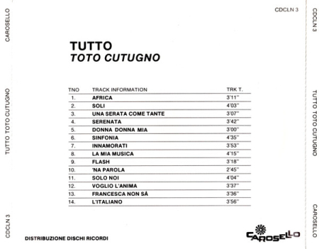 Toto Cutugno - Le Più Belle Canzoni Di Toto Cutugno (CD) [1]