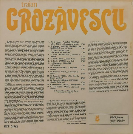 Traian Grozăvescu - Arii Din Opere, (Disc Vinil) [1]