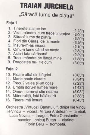 Traian Jurchela - Săracă Lume De Piatră	 (Caseta Audio) [1]