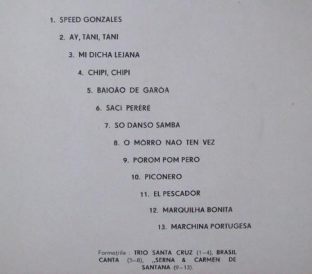 Trio de Santa Cruz - Trio De Santa Cruz, Brasil Canta, Serna & Carmen De Santana, (Disc Vinil) [1]
