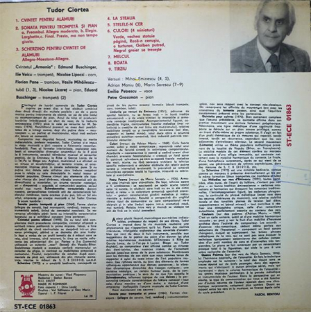 Tudor Ciortea - Cvintet Pentru Alămuri / Sonata Pentru Trompetă Si Pian / Scherzino Pentru Cvintet De Alămuri / Lieduri, (Disc Vinil) [1]