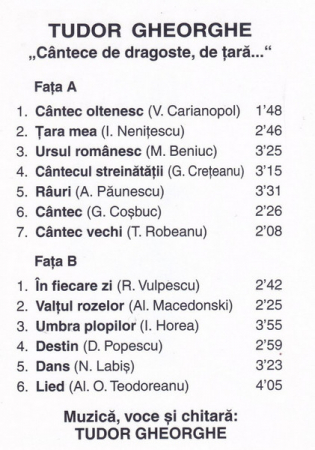 Tudor Gheorghe - Cântece De Dragoste De Țară..., (Casetă Audio) [1]