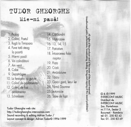 Tudor Gheorghe - Mie-mi Pasă! (Caseta Audio) [1]