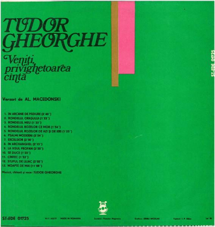 Tudor Gheorghe - Veniţi, Privighetoarea Cântă, (Disc Vinil) [1]