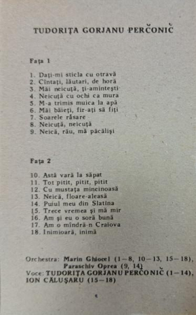 Tudorița Gorjanu - Cîntați, Lăutari, De Horă (Caseta Audio) [1]