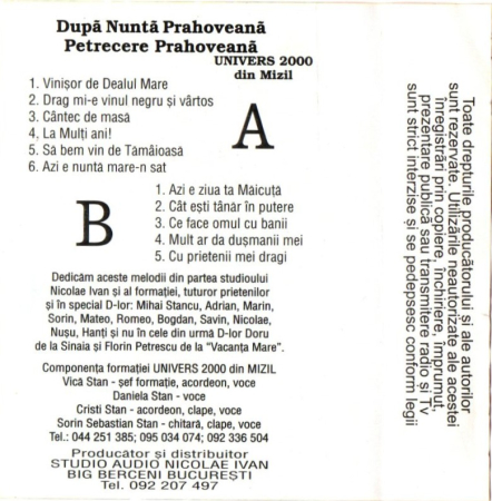 Univers din Mizil - După Nuntă Prahoveană, Petrecere Prahoveană (Casetă Audio) [1]