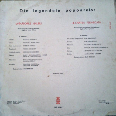 Unknown Artist - Din Legendele Popoarelor ‎– Vînătorul Halibu / Cartea Fermecată, (Disc Vinil) [1]