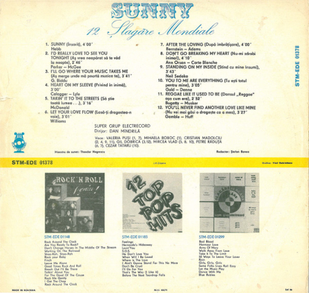 Super Grup Electrecord , Dirijor: Dan Mîndrilă – Sunny 12 Șlagăre Mondiale, (Disc Vinil) [1]