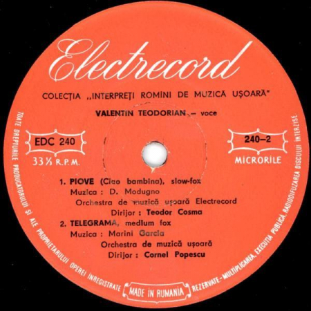 Valentin Teodorian - Nu Te Pot Uita (7 Inch), (Disc Vinil) [1]