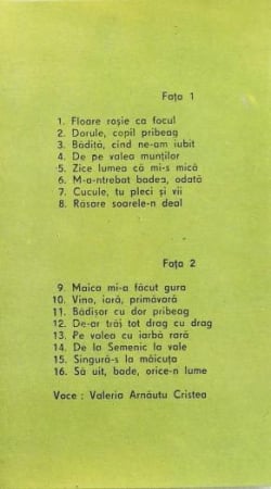 Valeria Arnăutu - Vino, Iară, Primăvară, (Casetă Audio) [1]