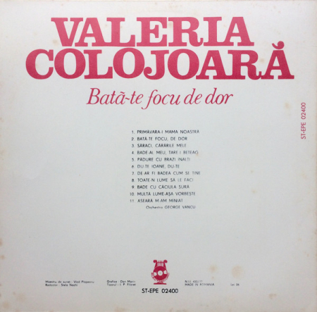 Valeria Colojoară - Bată-te Focu De Dor, (Disc Vinil) [1]