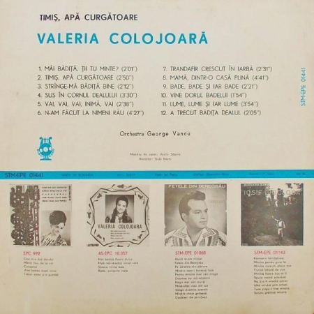 Valeria Colojoară - Timiș, Apă Curgătoare, (Disc Vinil) [1]