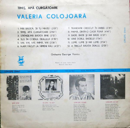 Valeria Colojoară - Timiș, Apă Curgătoare, (Disc Vinil) [1]