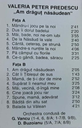 Valeria Peter Predescu - Am Drăguț Năsăudean, (Casetă Audio) [1]